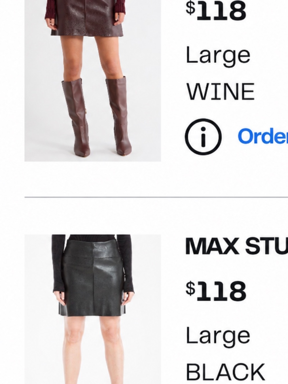 Max Studio Wine Faux Leather Mini Skirt